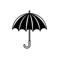 Simple black umbrella drawing on transparent background silhouette