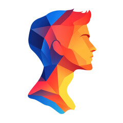 Geometric man profile with vibrant colors