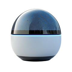 Futuristic smart home device with blue glowing accents
