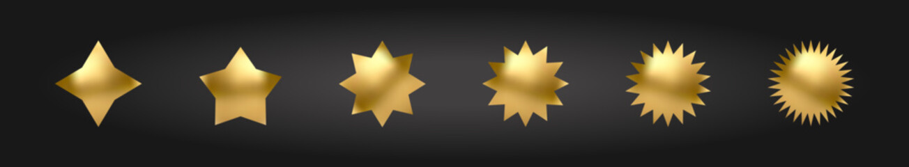 Gold Star icon set. Holiday stars art