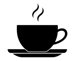 Vector art of silhouette of a steaming cup of coffee, perfect for a morning beverage