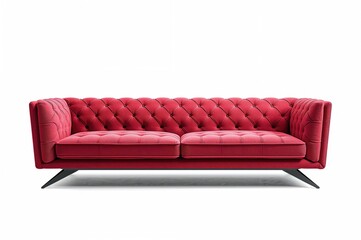 Obraz premium Stylish contemporary couch featuring button tufting and sharp-edged legs set against a plain background