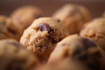 Detailed view of raw cookie mixture