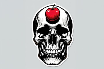Fototapeta premium Skull with Cherry Design for Apparel and Stickers