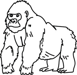 Gorilla Hand Drawn Doodle Art Sketch, Gorilla Doodle Sketch, Gorilla Doodle Drawing Illustration