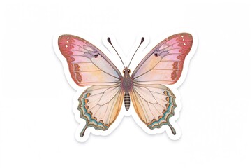 Obraz premium Illustration of a butterfly holding a flower on a standalone decal
