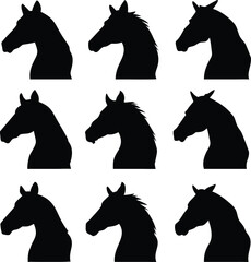 Silhouette Showcase Nine Horse Heads Variations Equestrian Artistry Equestrian Theme