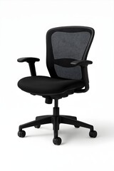 Fototapeta premium Ergonomic Office Chair with Mesh Backrest on White Background