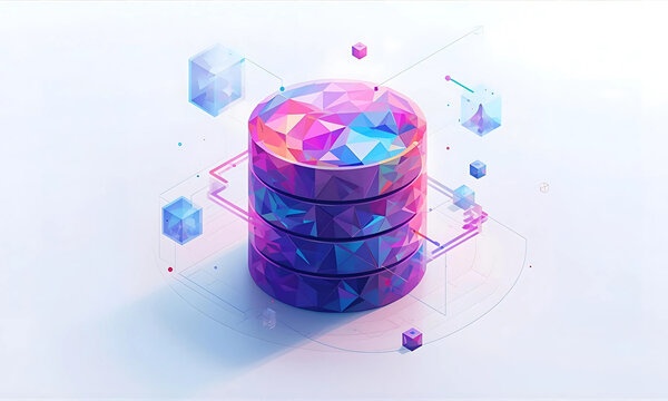 Abstract crystal database server with geometric shapes
