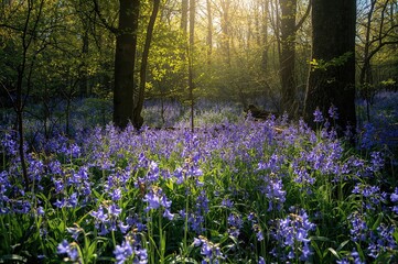 Obraz premium Springtime blooms in a lush green forest
