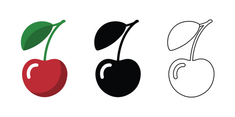 Cherry design set isolated on white background, vector illustration design