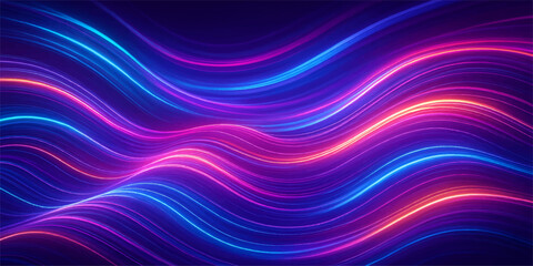 Abstract colorful blue background with flowing waves and glowing lines