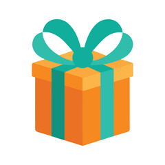 Orange Gift Box Vector Minimalist Gradient Holiday Clipart