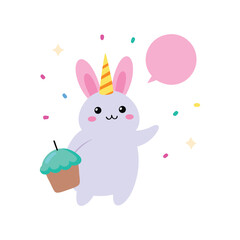 Fluffy Rabbit Vector Glittery Birthday Crown Party Clipart
