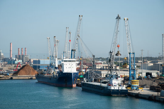 The Port of Civitavecchia, containerized cargo dock, Lazio, Italy.