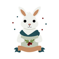 Rabbit Vector Laurel Wreath Toga Scarf Classical Theme Illustration