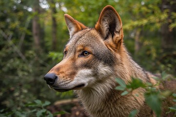 Portrait of a dark-colored wolf's leader
