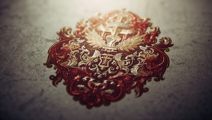 Obraz premium Vintage ornamental crest design in vector style