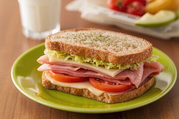 Nutritious Ham and Cheese Sandwich Meal