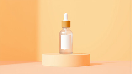 Frosted Glass Dropper Bottle on Peach Pedestal