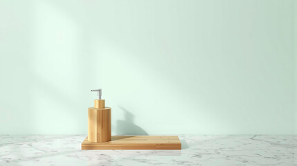 Elegant Bamboo Soap Dispenser on Terrazzo