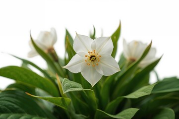 Obraz premium White winter rose blooming in garden bed