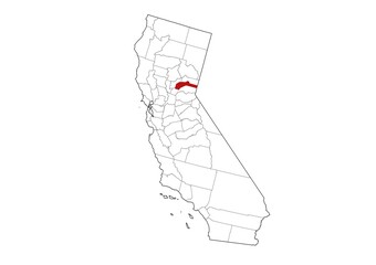Nevada County Map, California State, USA