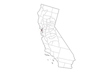 San Francisco County Map, California State, USA