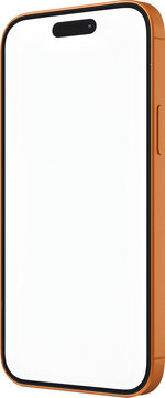 Side View Of Phone Mockup With Orange Frame For Ui/Ux