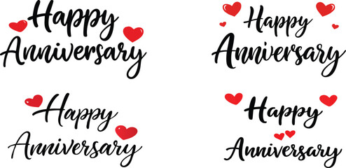 Happy Anniversary Calligraphic Inscription. Calligraphic Lettering Design Template. Creative Typography 