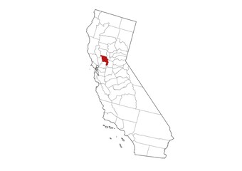 Location of Yolo County in California Map, USA