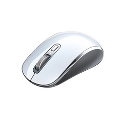 Sleek white computer mouse with scroll wheel on black