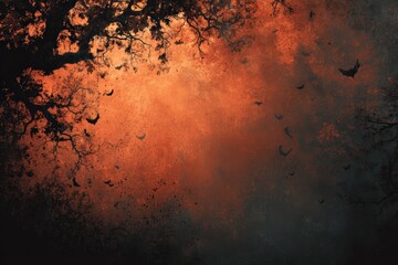 Black and orange Halloween-style background, copy space