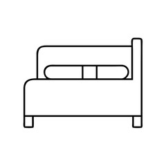 Vector art of simple line art icon of a bed with two pillows