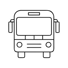 Vector art of front view of a simple line art icon of a bus, isolated on a, representing public transportation and travel