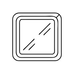 Vector art of simple line drawing of a square mirror with a thick frame, isolated on a