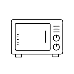 Vector art of simple line art illustration of a microwave oven isolated on a, representing kitchen appliances and cooking