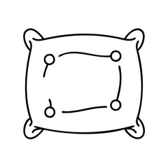 Vector art of simple line drawing of a pillow with four buttons and curved lines connecting them