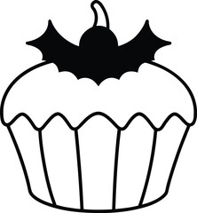 Orange Pumpkin Cupcake with Black Bat Topper