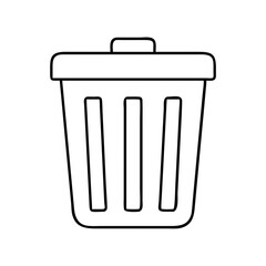Vector art of simple line art illustration of a trash can