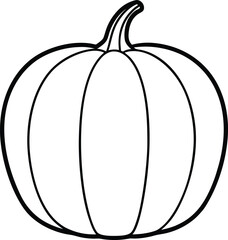 Orange Pumpkin with Ribbed Surface and Natural Stem