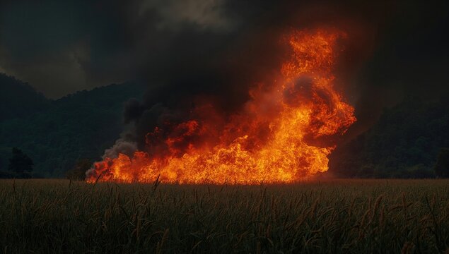 Blaze erupts across open land