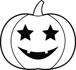 Orange Pumpkin Lantern Carved with Star Eyes Glowing