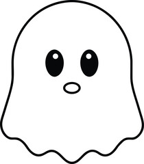 White Ghost Cookie with Icing Eyes and Mouth Flat