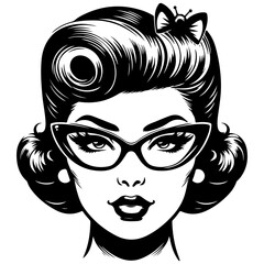 Ink-Drawn Black Pin-Up Clipart