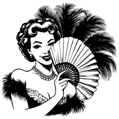Ink-Drawn Black Pin-Up Clipart