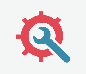Manufacturing Icon. Gear and Wrench. Service Symbol. Flat Line Pictogram