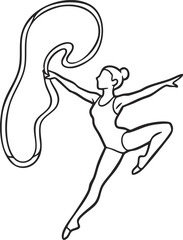 Gymnast Girl Silhouette in Dynamic Gymnastic Clipart Design