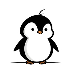 Fototapeta premium Gentoo Penguin. Gentoo Penguin simple black and white line art vector logo