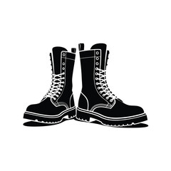 Striking silhouette of classic combat boots iconic footwear design
